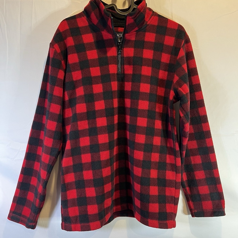 Place Boys XL 14 Red Pullover Fleece Buffalo Plaid‎ XLarge TCP Childrens 1/4 Zip